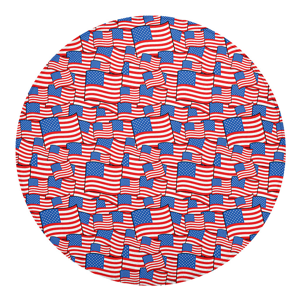 4th of July USA Flag Pattern Print Round Blanket