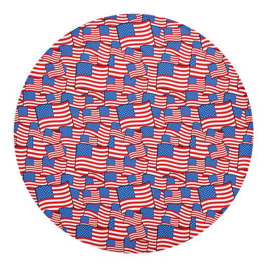 4th of July USA Flag Pattern Print Round Blanket