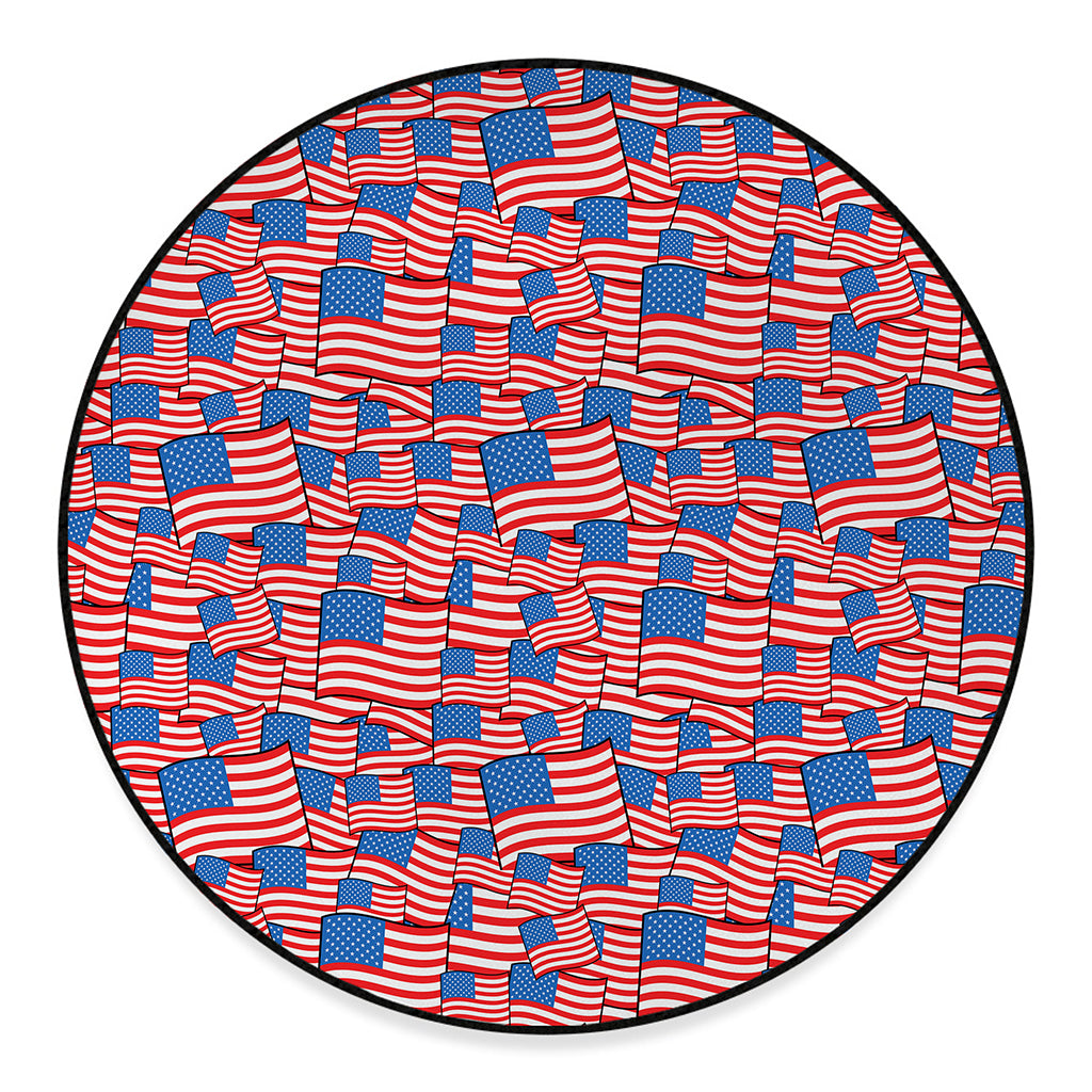 4th of July USA Flag Pattern Print Round Floor Mat
