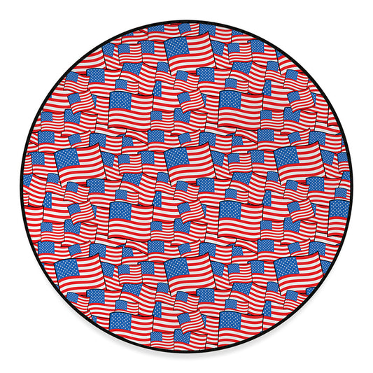 4th of July USA Flag Pattern Print Round Floor Mat