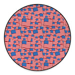 4th of July USA Flag Pattern Print Round Floor Mat