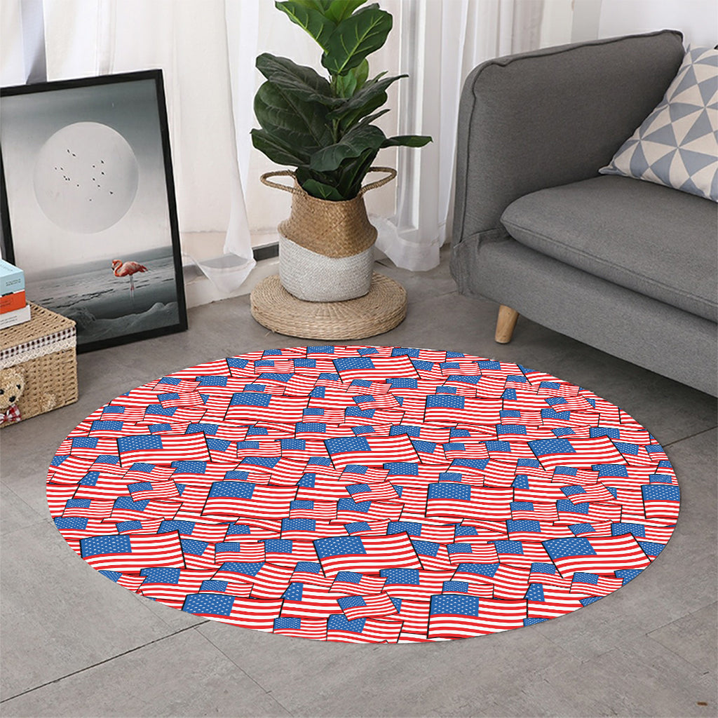 4th of July USA Flag Pattern Print Round Rug
