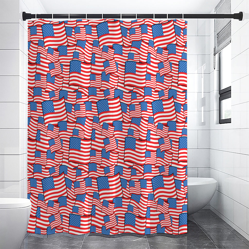4th of July USA Flag Pattern Print Shower Curtain