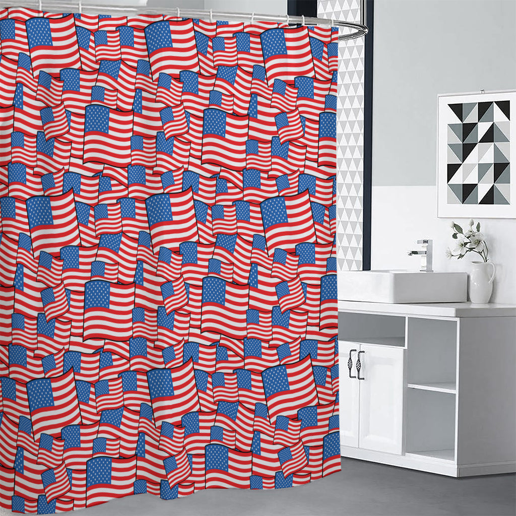 4th of July USA Flag Pattern Print Shower Curtain
