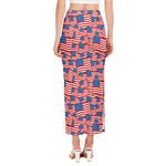 4th of July USA Flag Pattern Print Side Slit Maxi Skirt