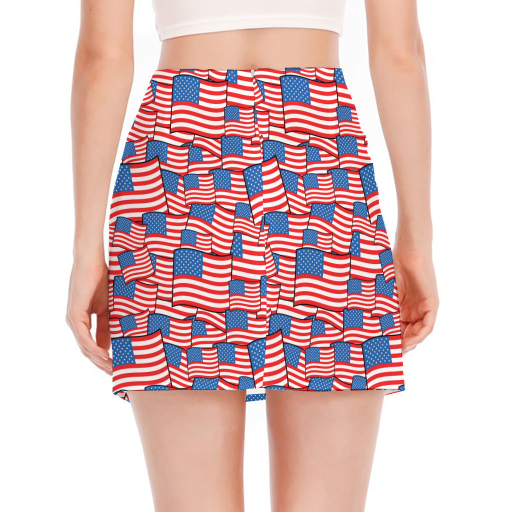 4th of July USA Flag Pattern Print Side Slit Mini Skirt