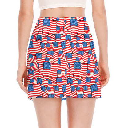 4th of July USA Flag Pattern Print Side Slit Mini Skirt