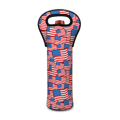 4th of July USA Flag Pattern Print Single Neoprene Wine Tote