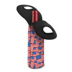4th of July USA Flag Pattern Print Single Neoprene Wine Tote