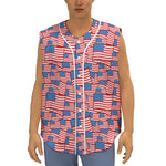 4th of July USA Flag Pattern Print Sleeveless Baseball Jersey