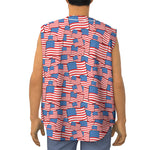 4th of July USA Flag Pattern Print Sleeveless Baseball Jersey