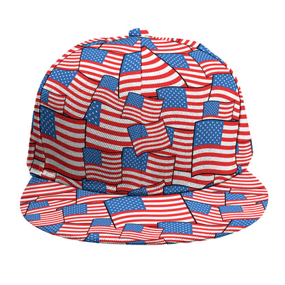 4th of July USA Flag Pattern Print Snapback Cap