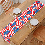 4th of July USA Flag Pattern Print Table Runner