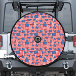 4th of July USA Flag Pattern Print Tire Cover With Camera Hole
