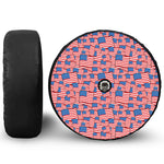 4th of July USA Flag Pattern Print Tire Cover With Camera Hole