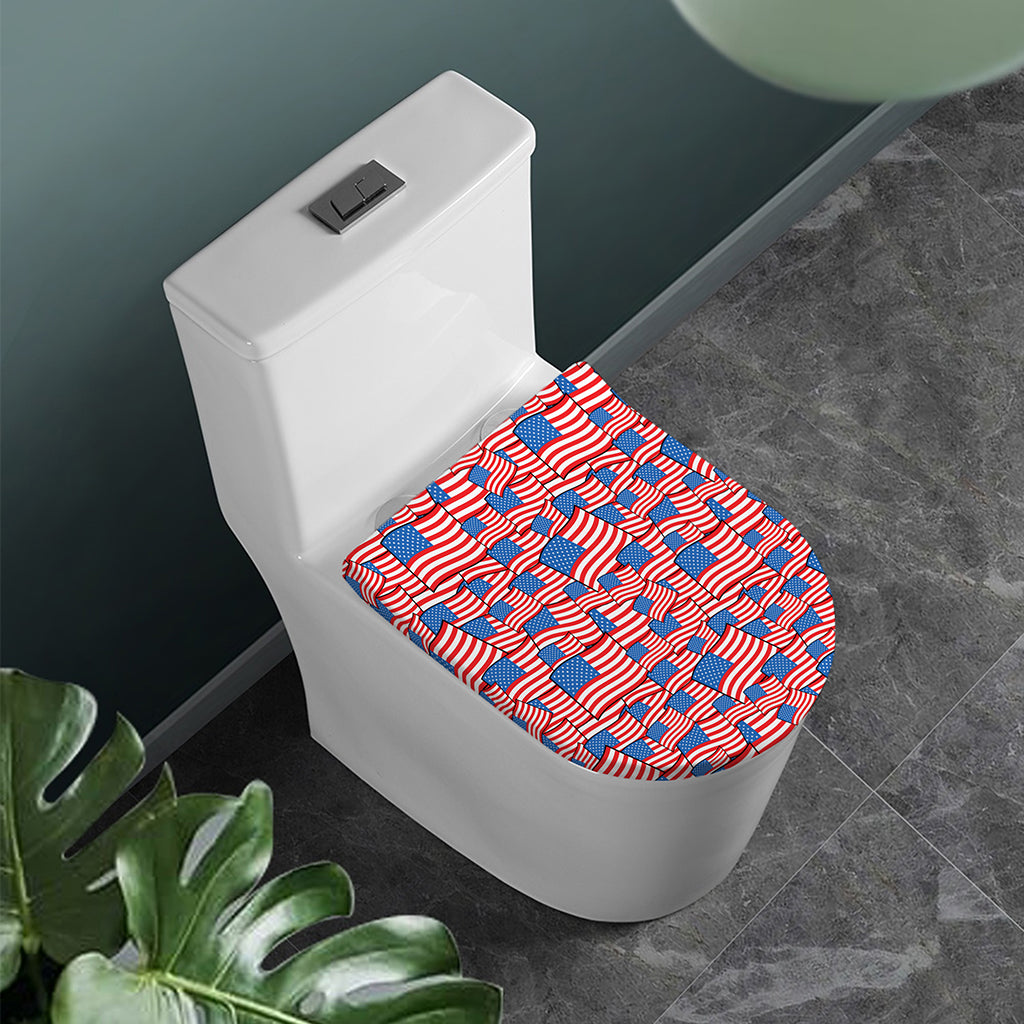 4th of July USA Flag Pattern Print Toilet Lid Cover