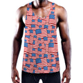 4th of July USA Flag Pattern Print Men's Workout Tank Top