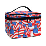 4th of July USA Flag Pattern Print Travel Makeup Bag