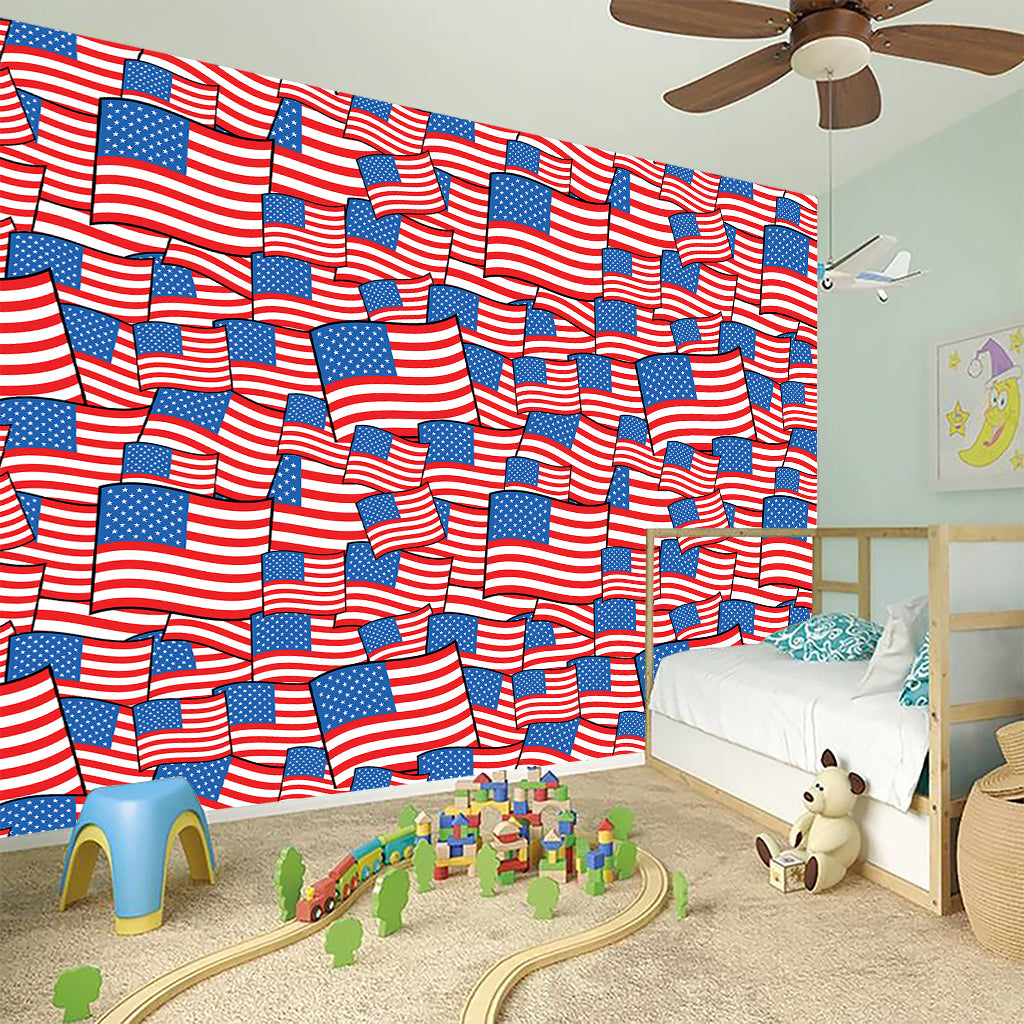 4th of July USA Flag Pattern Print Wall Sticker