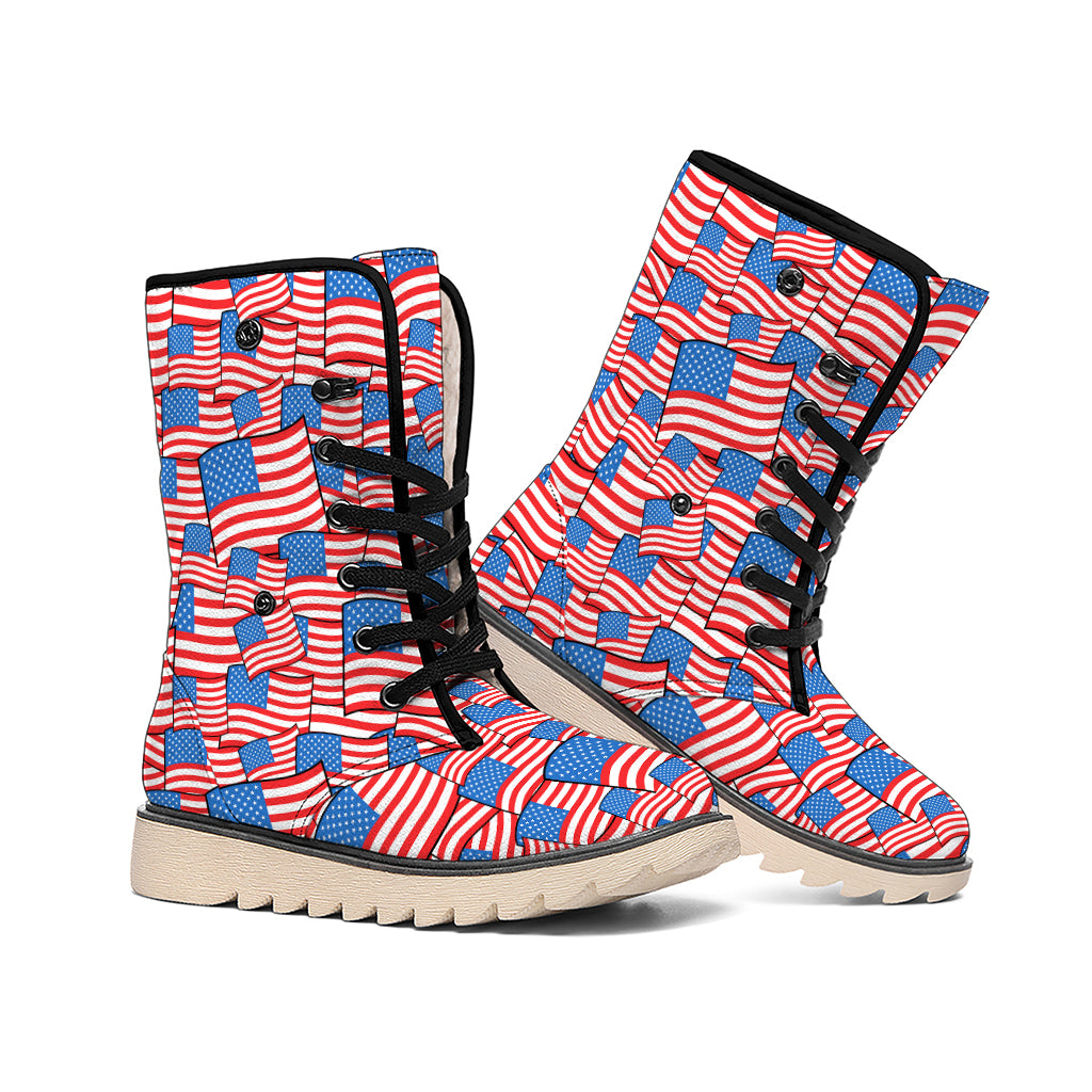 4th of July USA Flag Pattern Print Winter Boots