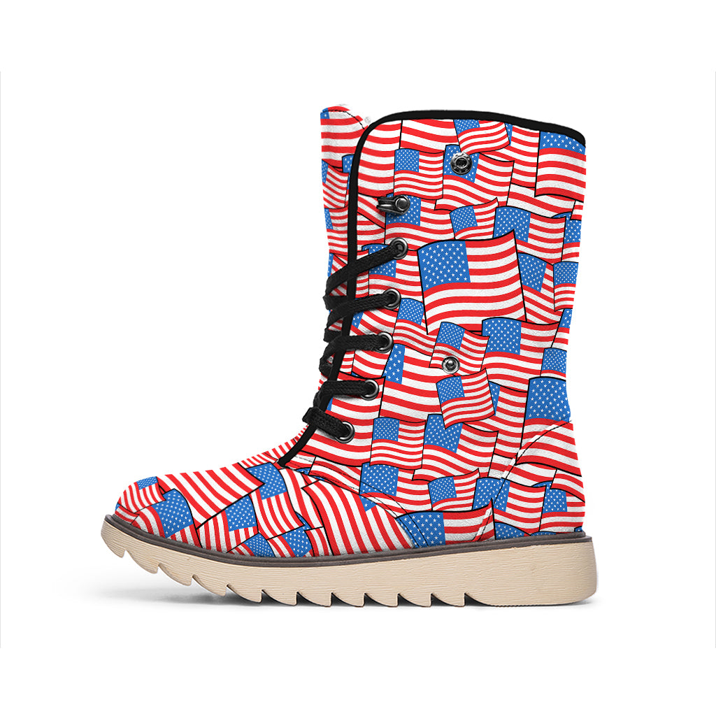 4th of July USA Flag Pattern Print Winter Boots