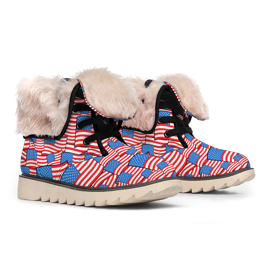 4th of July USA Flag Pattern Print Winter Boots