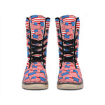 4th of July USA Flag Pattern Print Winter Boots