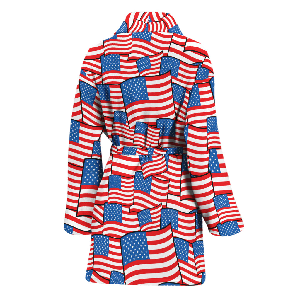 4th of July USA Flag Pattern Print Women's Bathrobe
