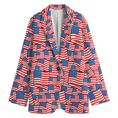 4th of July USA Flag Pattern Print Women's Blazer