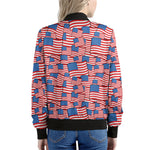 4th of July USA Flag Pattern Print Women's Bomber Jacket