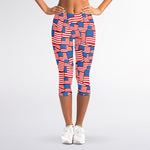 4th of July USA Flag Pattern Print Women's Capri Leggings