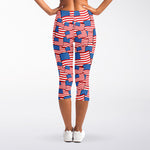4th of July USA Flag Pattern Print Women's Capri Leggings