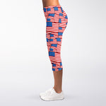 4th of July USA Flag Pattern Print Women's Capri Leggings