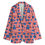 4th of July USA Flag Pattern Print Women's Cotton Blazer