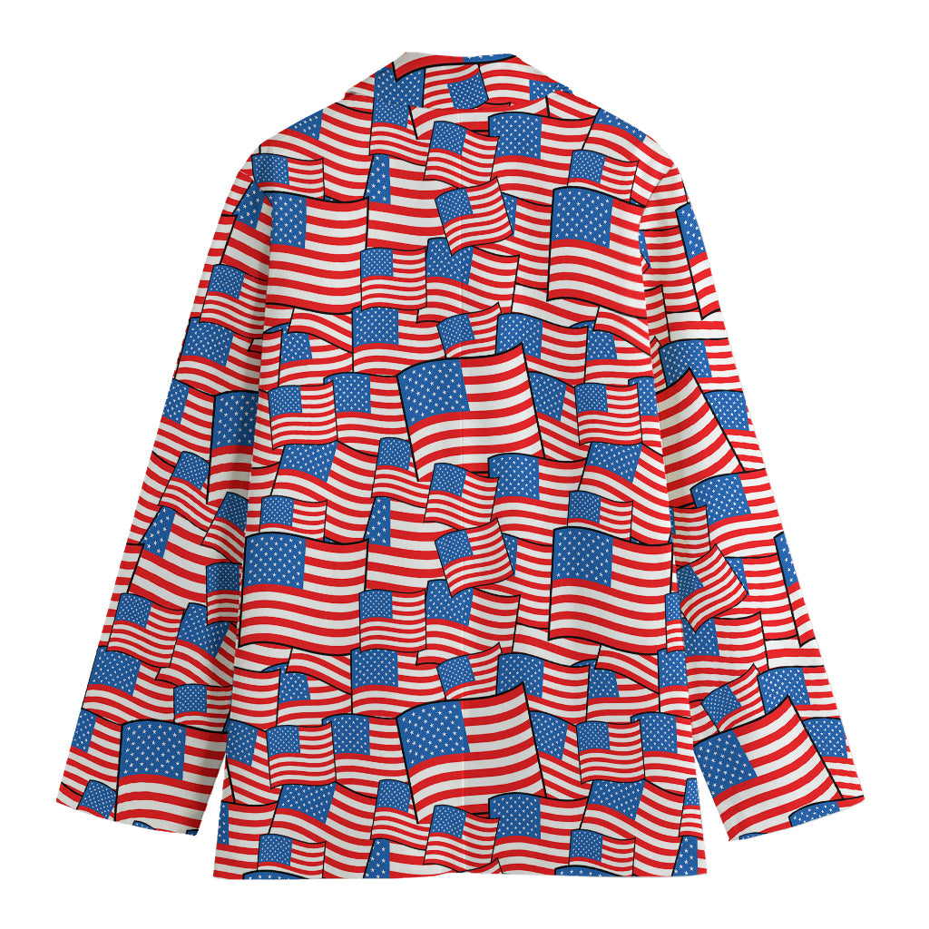4th of July USA Flag Pattern Print Women's Cotton Blazer