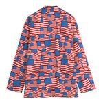 4th of July USA Flag Pattern Print Women's Cotton Blazer