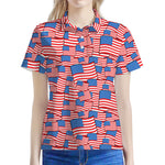 4th of July USA Flag Pattern Print Women's Polo Shirt