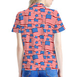 4th of July USA Flag Pattern Print Women's Polo Shirt