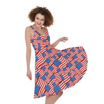4th of July USA Flag Pattern Print Women's Sleeveless Dress
