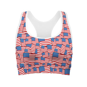 4th of July USA Flag Pattern Print Women's Sports Bra