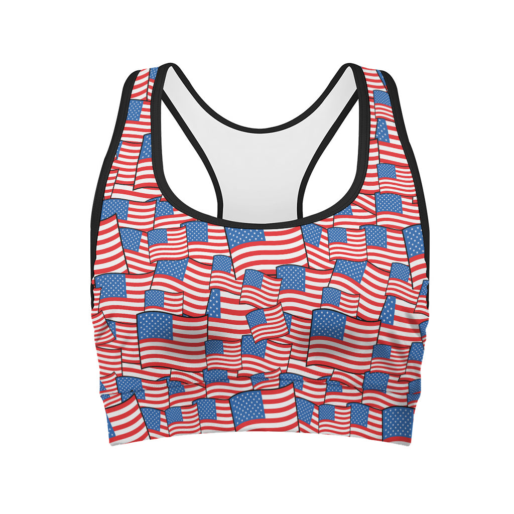 4th of July USA Flag Pattern Print Women's Sports Bra