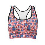4th of July USA Flag Pattern Print Women's Sports Bra