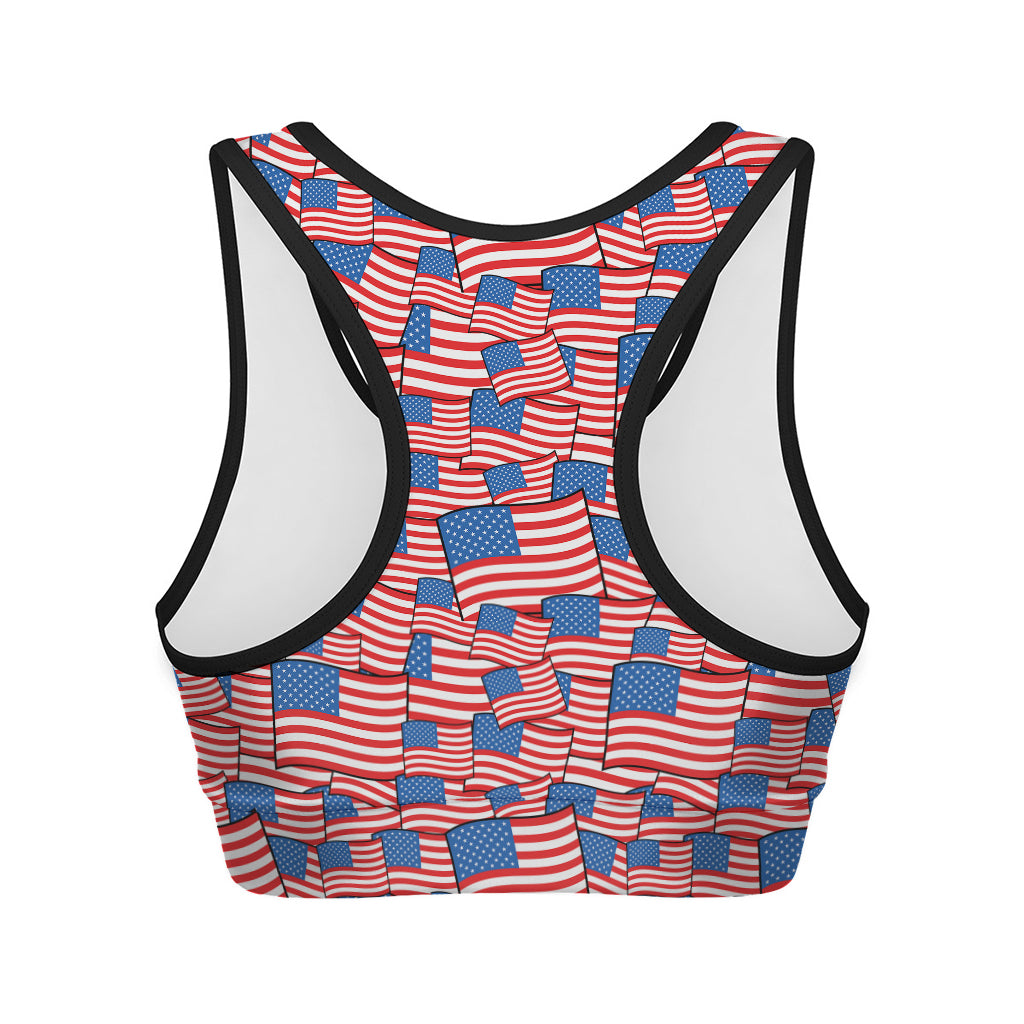 4th of July USA Flag Pattern Print Women's Sports Bra
