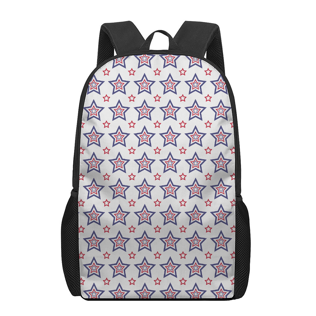 4th of July USA Star Pattern Print 17 Inch Backpack