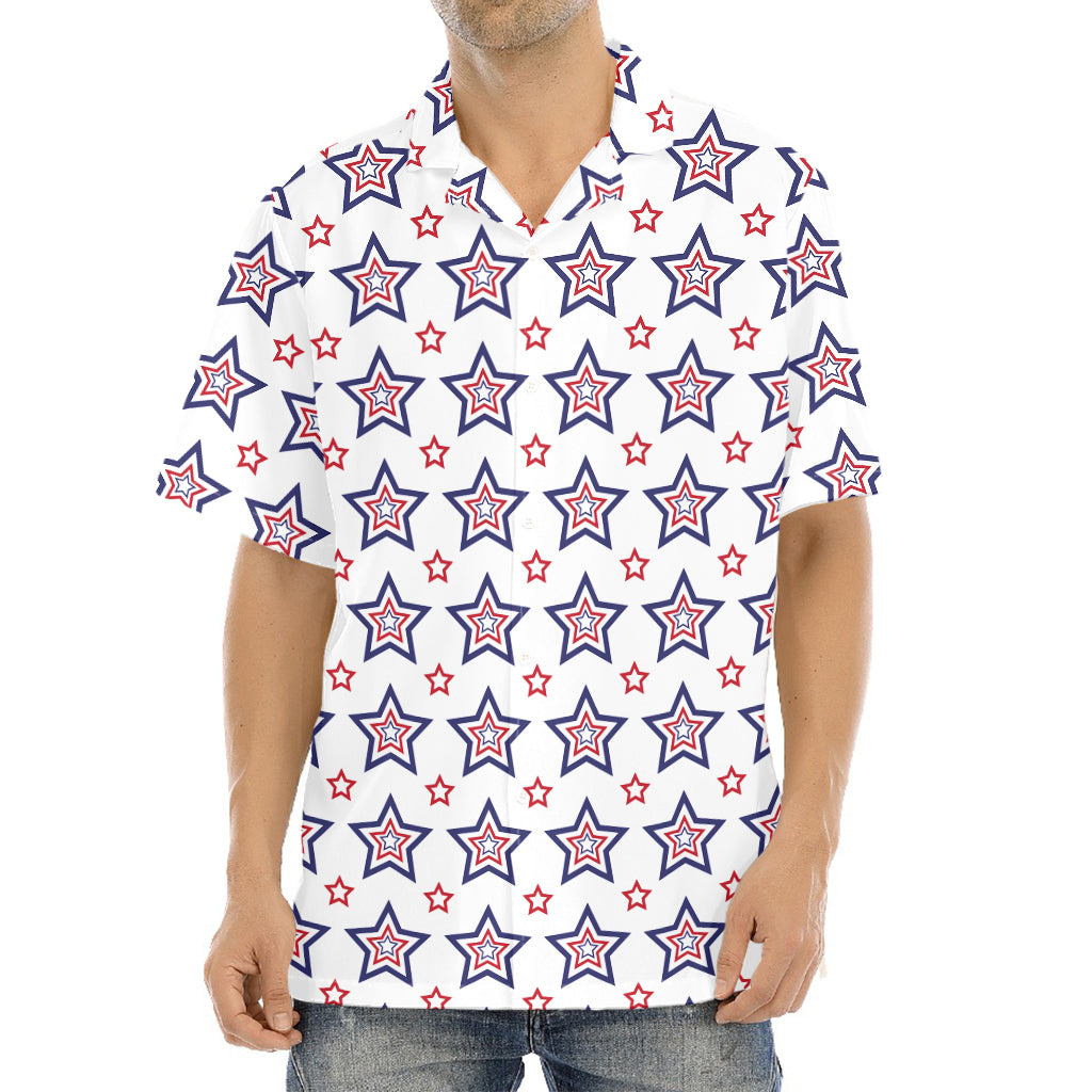 4th of July USA Star Pattern Print Aloha Shirt