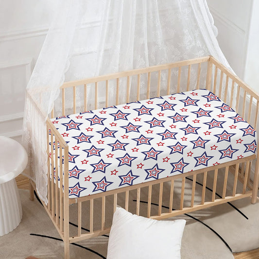 4th of July USA Star Pattern Print Baby Crib Sheet