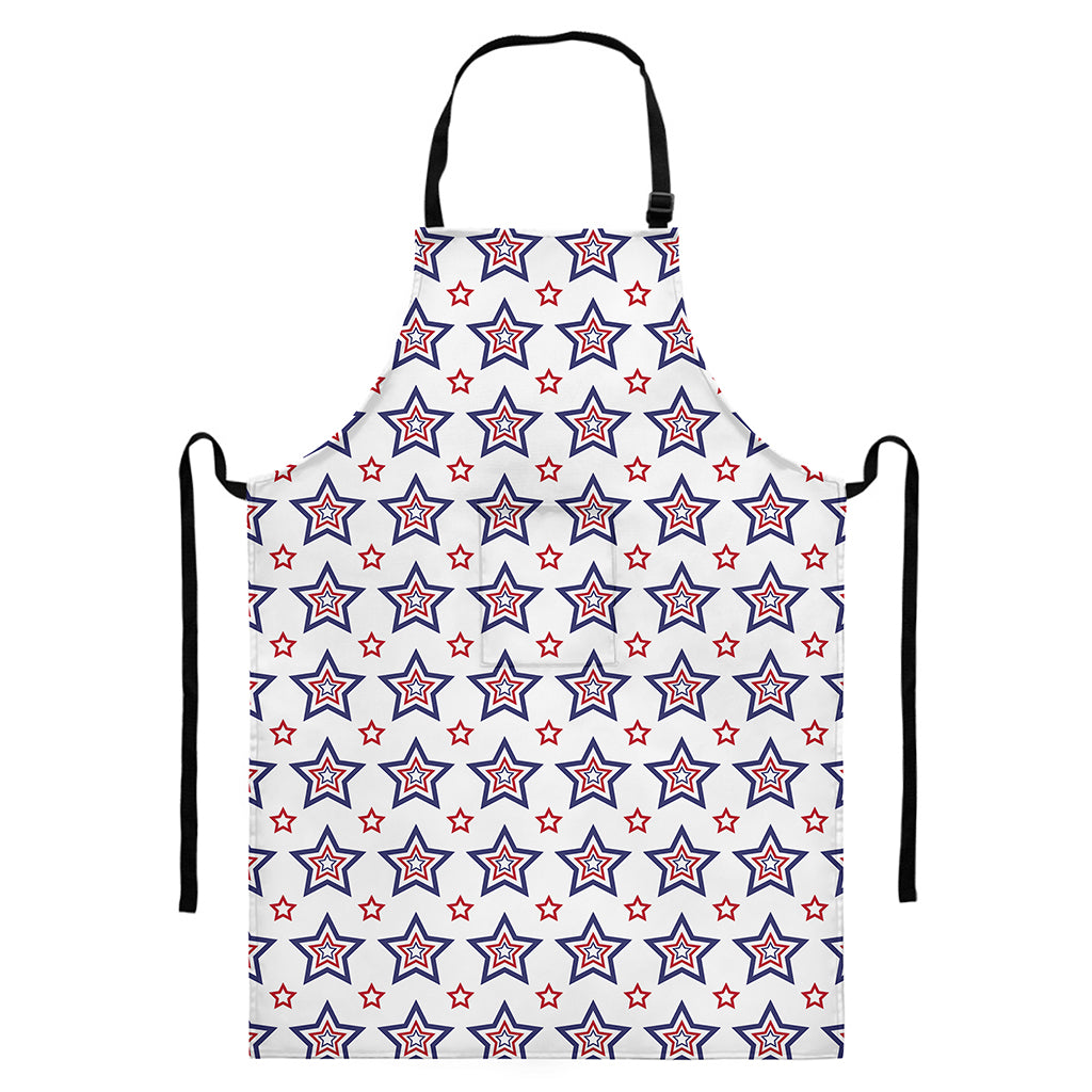 4th of July USA Star Pattern Print Bib Apron With Pocket