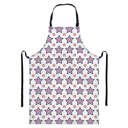 4th of July USA Star Pattern Print Bib Apron With Pocket