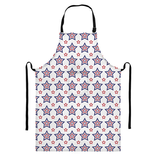 4th of July USA Star Pattern Print Bib Apron With Pocket
