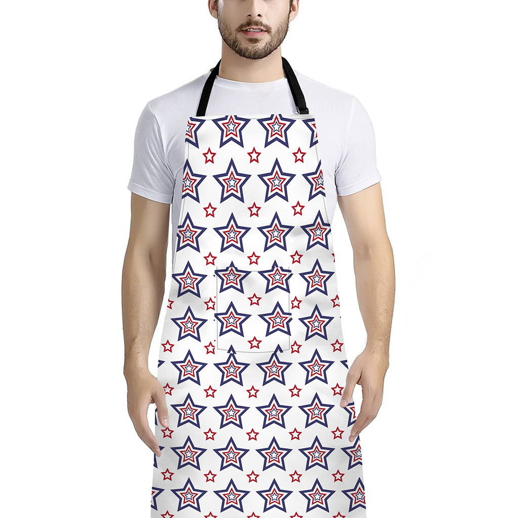 4th of July USA Star Pattern Print Bib Apron With Pocket
